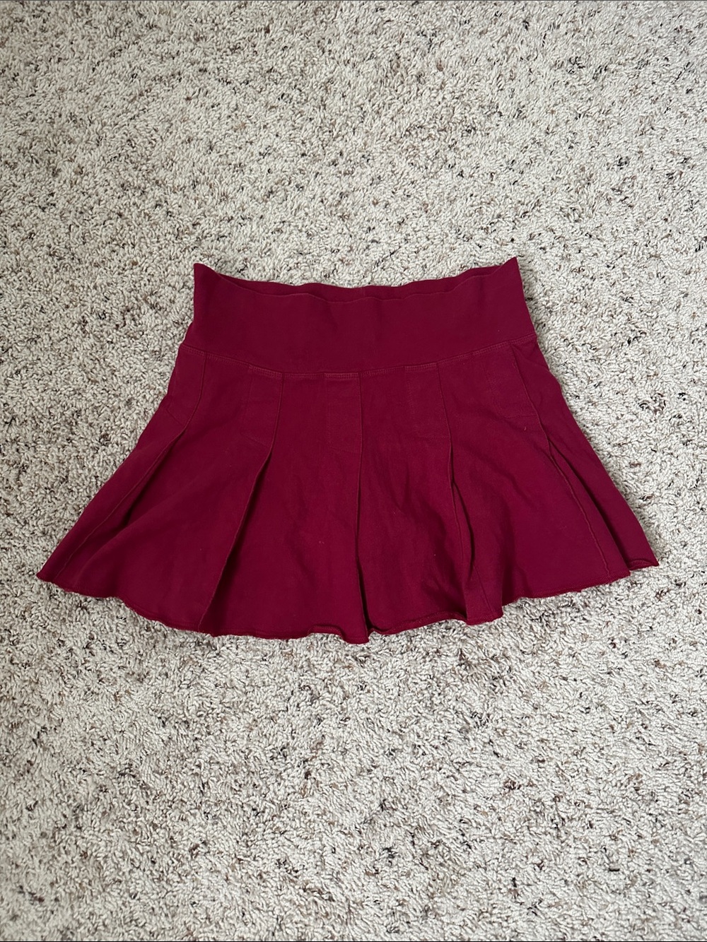 Vintage Burgundy Pleated Mini Skirt